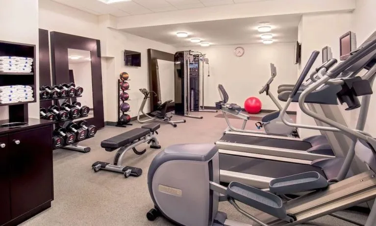 Fitness center at Hilton Garden Inn NYC Financial Center/Manhattan Downtown.
