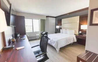 Bright-lit day use room with work desk at The Leo Collection, An Ascend Collection Hotel.