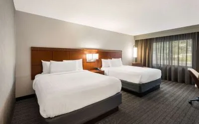 Bright and spacious day use twin room with work desk at Sonesta Select San Jose Airport.