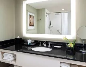 Guest bathroom with shower at The Westin Arlington Gateway.