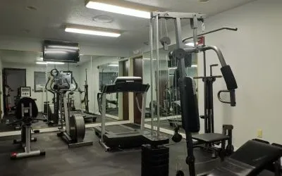 Fitness center at Quality Inn & Suites Woodstock Near Lake Geneva.