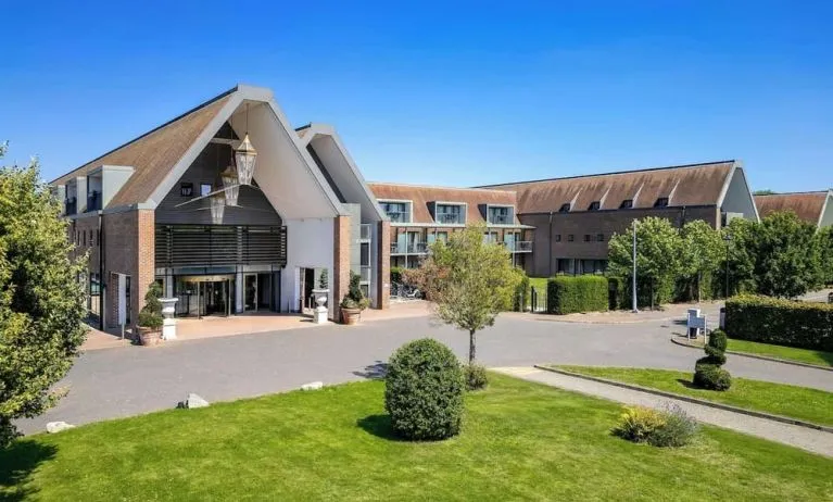 Hotel garden at Hilton London Syon Park.