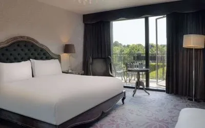 King room with balcony at Hilton London Syon Park.