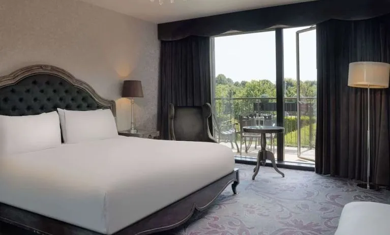 King room with balcony at Hilton London Syon Park.