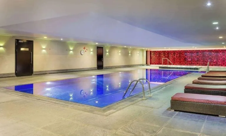 Indoor pool at Hilton London Syon Park.