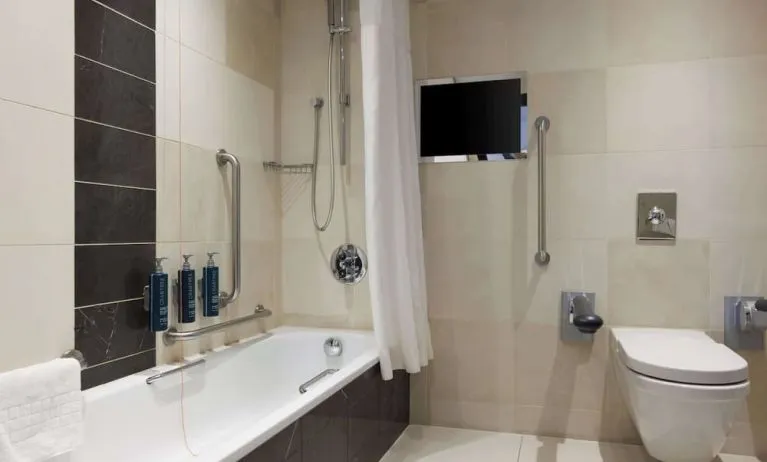 Guest bathroom at Hilton London Syon Park.