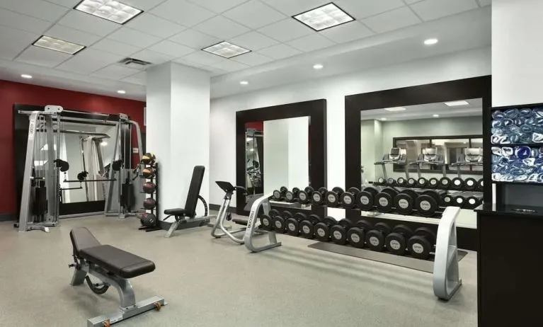 Fitness center at Embassy Suites By Hilton St. Louis Downtown.