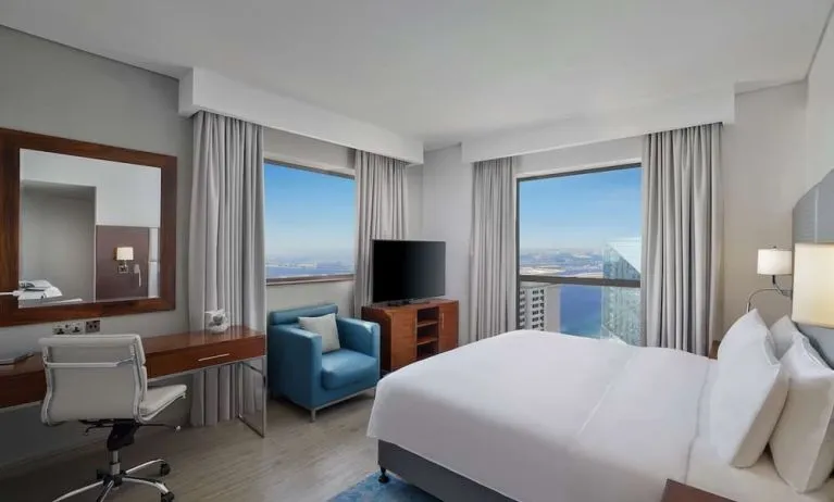 Day use room with king bed at Hilton Dubai The Walk.