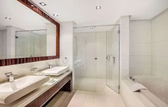 Private guest bathroom at Hilton Dubai The Walk.