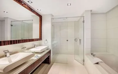 Private guest bathroom at Hilton Dubai The Walk.