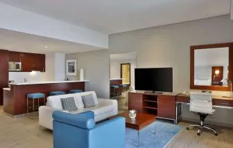 Day use room with king bed at Hilton Dubai The Walk.