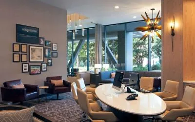 Business center at Homewood Suites By Hilton Los Angeles International Airport.