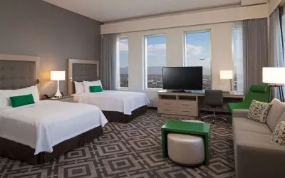 Queen beds at Homewood Suites By Hilton Los Angeles International Airport.
