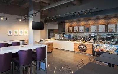Hotel bar at Homewood Suites By Hilton Los Angeles International Airport.