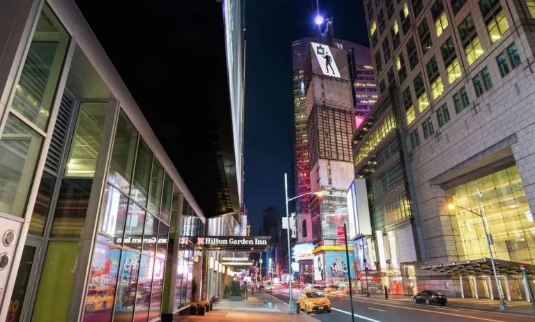 Entrance at Hilton Garden Inn New York/Times Square Central.
