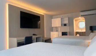 Day room with queen beds at The Harrison Hotel Downtown Hollywood.