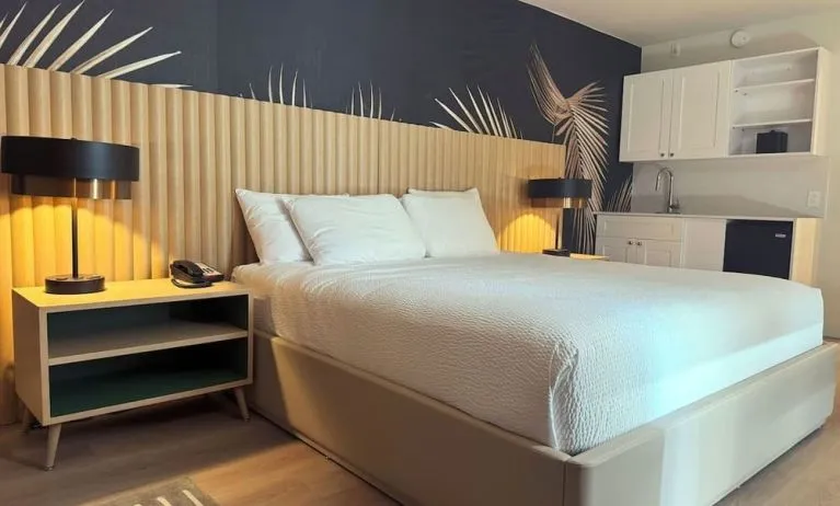 King room at The Harrison Hotel Downtown Hollywood.