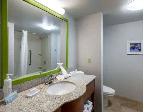 Private guest bathroom with shower at Hampton Inn & Suites St. Louis At Forest Park. 