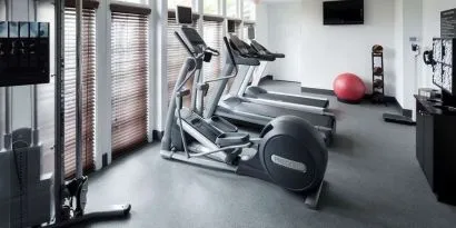 Well equipped fitness center at Homewood Suites By Hilton San Jose Airport-Silicon Valley.
