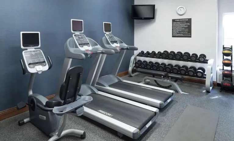 Well equipped fitness center at Homewood Suites By Hilton Fresno Airport/Clovis.