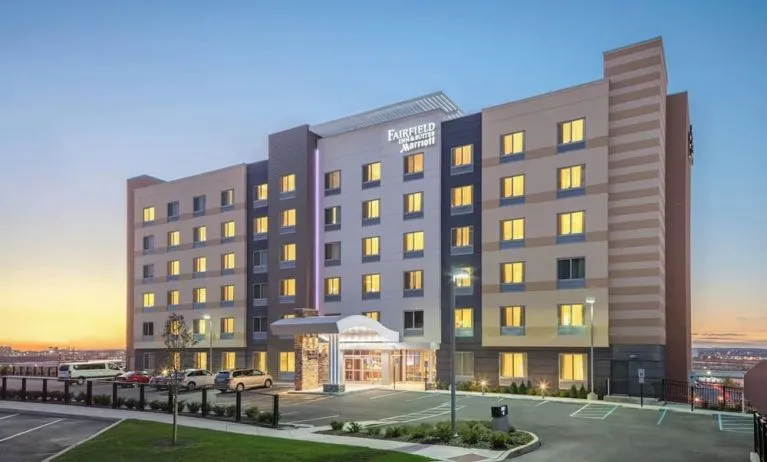Parking and hotel exterior at Fairfield Inn & Suites By Marriott North Bergen.