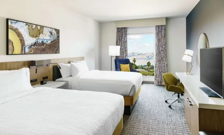 Day use twin room with work desk at Hilton Garden Inn Sunnyvale.