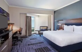 Day use room with work desk at Hilton Newark Airport.