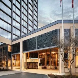 Hotel entrance at Crowne Plaza Dallas Market Ctr - Love Field.