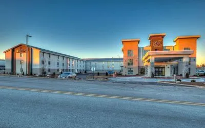 Exterior and parking area at Sleep Inn Oakbrook Terrace.