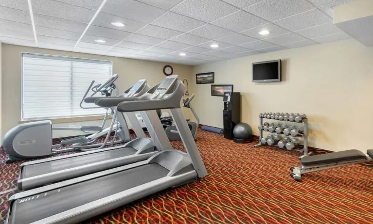 Well equipped fitness center at Holiday Inn Express Chicago - Downers Grove.