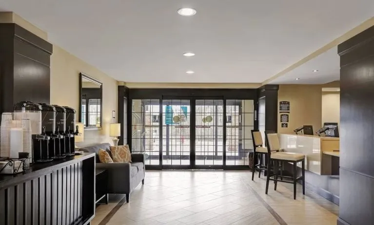 Lobby seating and coffee area at Staybridge Suites Washington D.C.- Greenbelt.