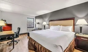 King bed at Radisson Hotel Schaumburg.