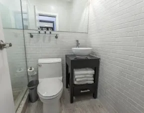 Private guest bathroom at Catalina Hotel & Beach Club.