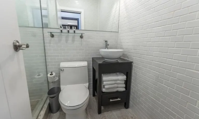 Private guest bathroom at Catalina Hotel & Beach Club.