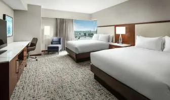 Day use twin room with work desk at Hilton Boston Logan Airport.