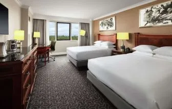 Day use twin room with work desk at Hilton Short Hills.