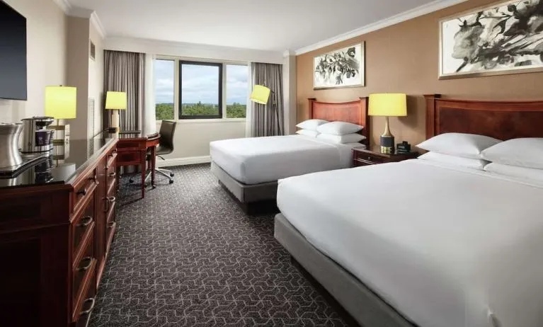 Day use twin room with work desk at Hilton Short Hills.
