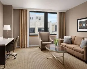 Day use room's workspace at Hilton Indianapolis Hotel & Suites.
