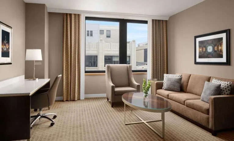 Day use room's workspace at Hilton Indianapolis Hotel & Suites.