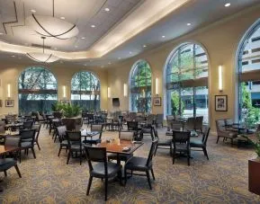 On-site restaurant at Hilton Indianapolis Hotel & Suites.