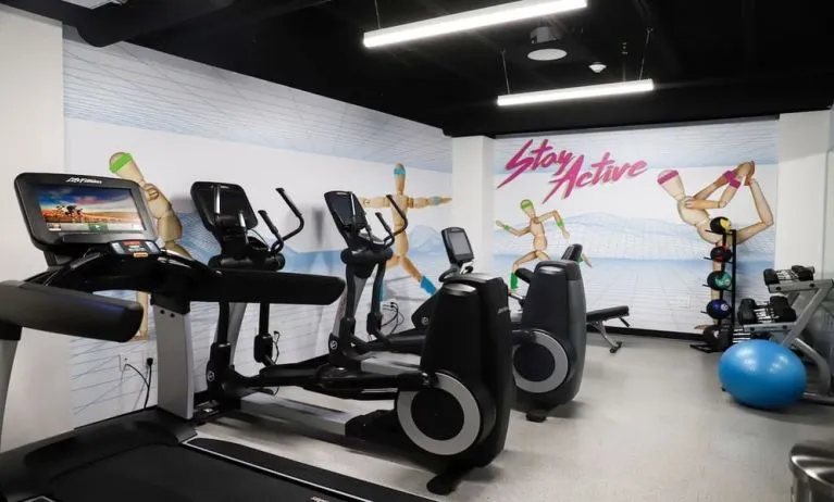 Fitness center available at Hotel Studio Allston.