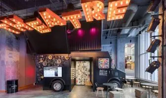 Lobby area at Moxy Boston Downtown.