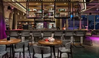 Hotel bar at Moxy Boston Downtown.