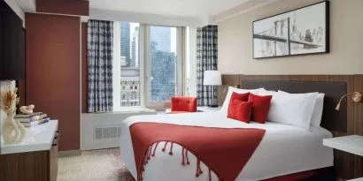 Day use room with city views at Hilton Garden Inn New York/West 35th Street.
