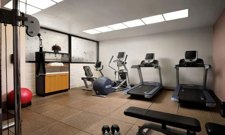Fitness center at Hilton New York Fashion District.
