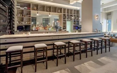 Hotel bar at Hilton New York Fashion District.