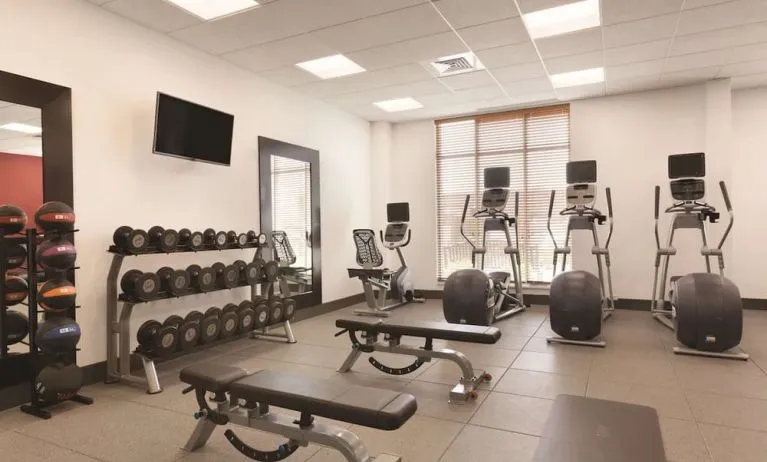 Equipped fitness center at Hilton Garden Inn Boston Logan Airport.