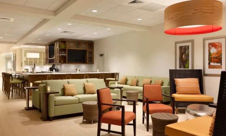 Lounge area perfect for coworking at Hilton Garden Inn Boston Logan Airport.