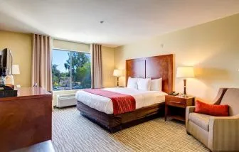 Dayroom with TV and natural light at Comfort Inn Pomona Near Fairplex.