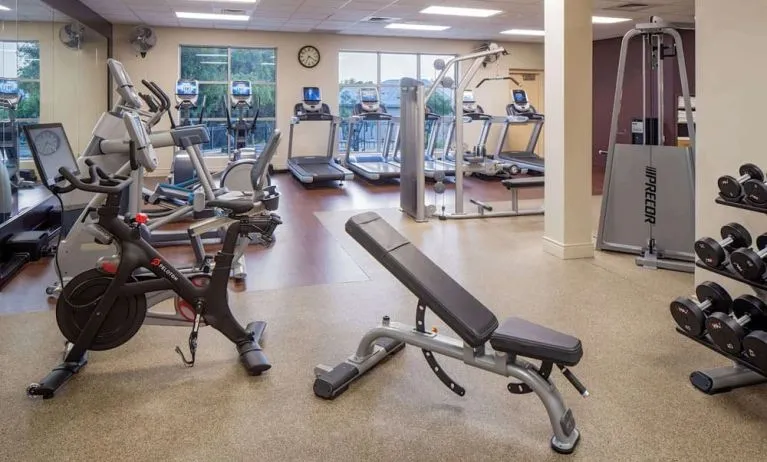 Fitness center at Hilton San Antonio Hill Country.